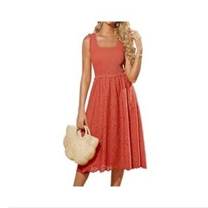 Coral Smocked Sleeveless Dress